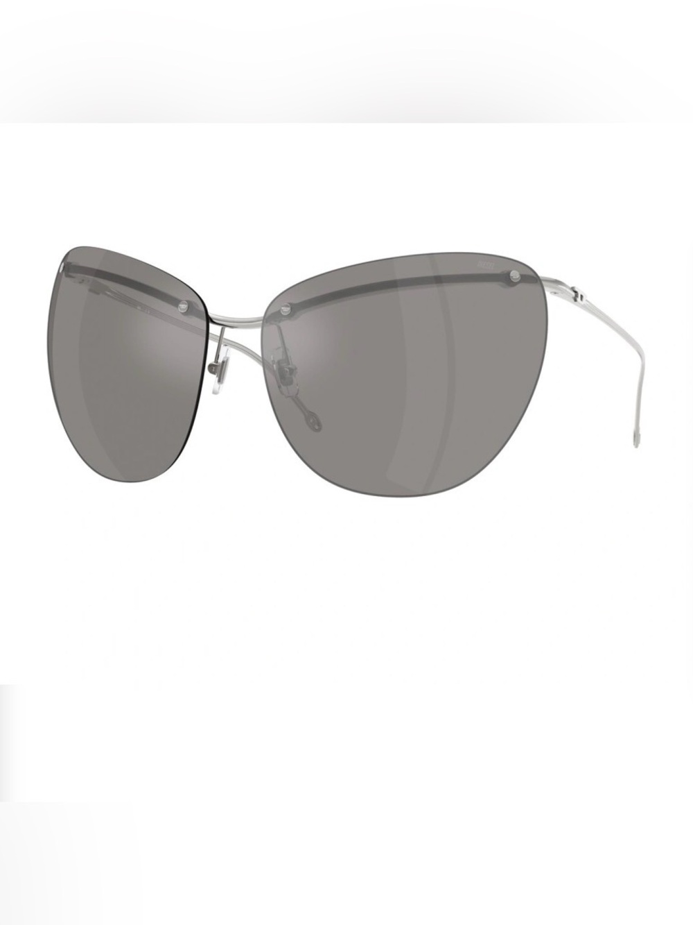 Diesel Silver Frame Gray Lens Cat-Eye Sunglasses